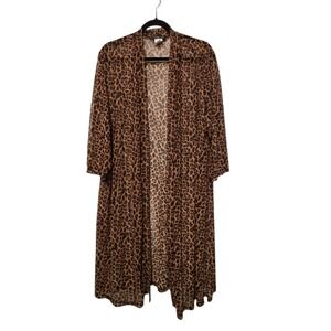 Vintage 90s Y2K Mesh Duster Cardigan Womens 1X Brown Open Boho Grunge Whimsigoth